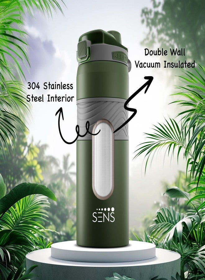SENS Hydra Dual Stainless Steel Water Bottle Hot or Cold up to 24 Hours | Leak Proof | BPA Free | Eco-Friendly | School & Office| Adult & Kids | 800 ml |Lagoon - Image 3
